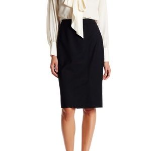 Lands End Black 100% Wool Pencil Skirt Lined Sz 8